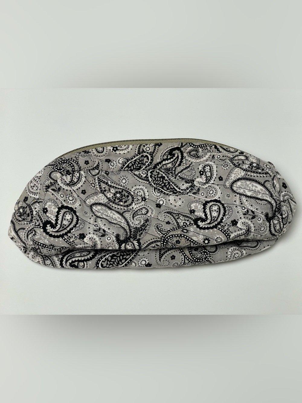 Paisley Pattern Gray, Black & White Fabric Makeup Bag - Women's Accessories
